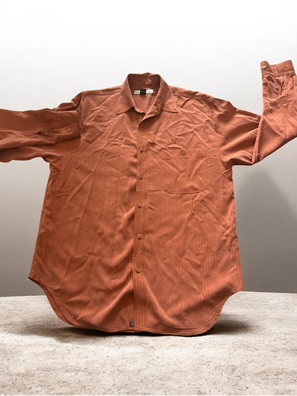 Men's Long-Sleeve Tommy Bahama Button-Up Silk Shirt - Rust Size Small